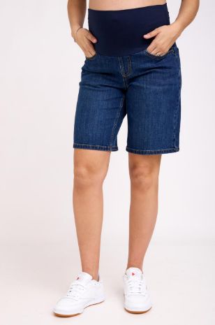 שורטס  ברמודה הריון ג'ינס כחול כהה